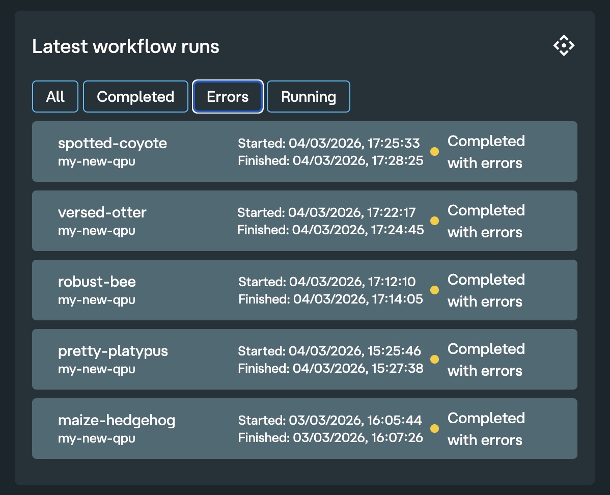Filter by completed with errors